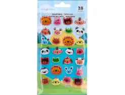 Autocollants imaginovo cute animaux sauvages visages en relief 190x105 mm sous blister