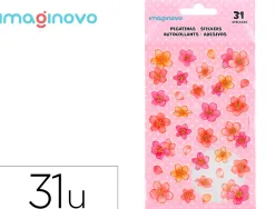 Autocollants imaginovo fleurs roses en papier 190x104 mm sous blister