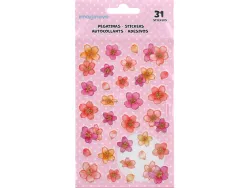 Autocollants imaginovo fleurs roses en papier 190x104 mm sous blister