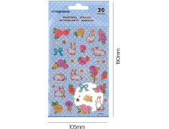 Autocollants imaginovo fleurs et lapins en papier 190x104 mm sous blister