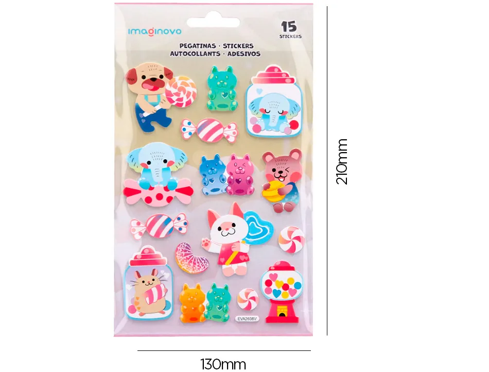 Autocollants imaginovo friandises magic dreams en relief 210x130 mm sous blister
