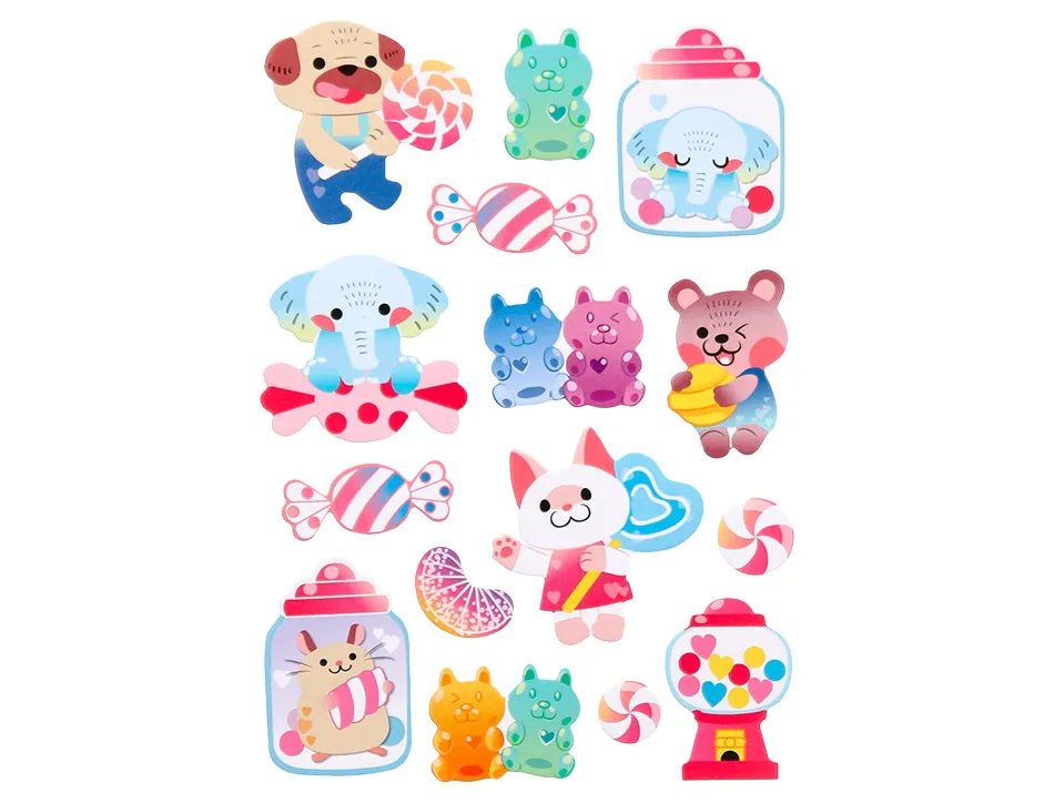 Autocollants imaginovo friandises magic dreams en relief 210x130 mm sous blister