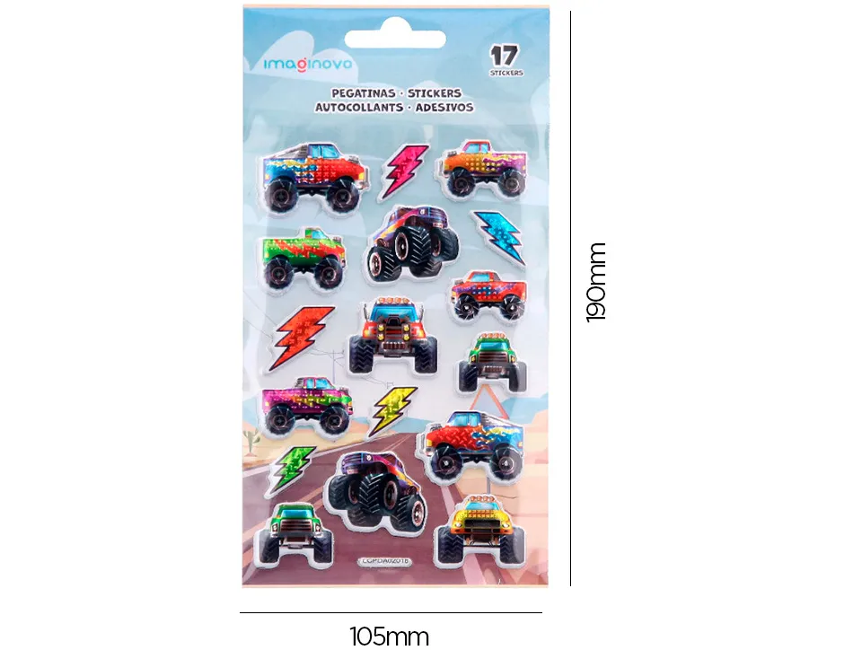 Autocollants imaginovo kids courses en mousse eva 190x105 mm sous blister