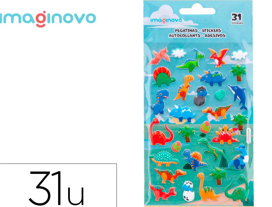Autocollants imaginovo kids dinosaures en mousse eva 190x105 mm sous blister