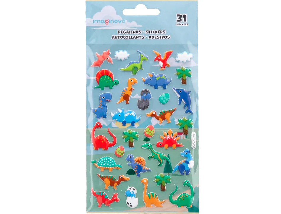 Autocollants imaginovo kids dinosaures en mousse eva 190x105 mm sous blister