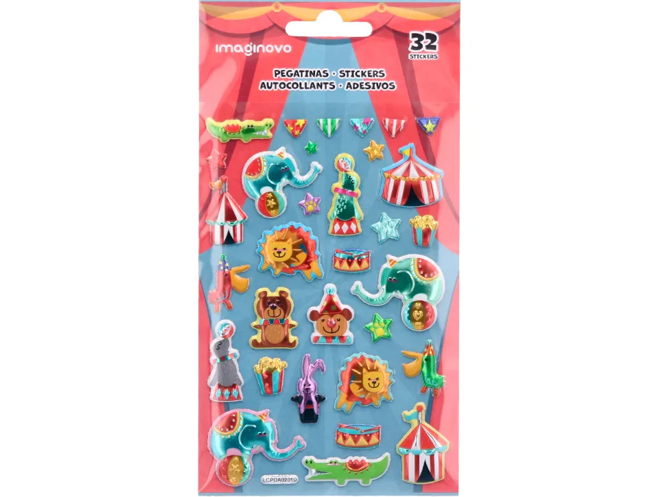 Autocollants imaginovo kids cirque en mousse eva 190x105 mm sous blister