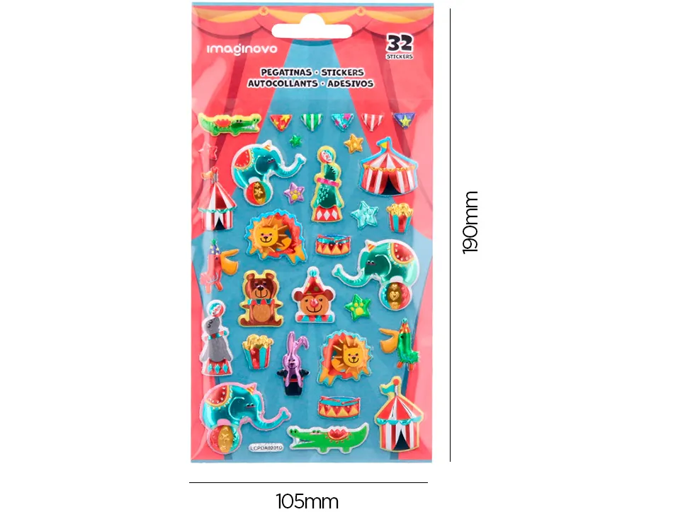 Autocollants imaginovo kids cirque en mousse eva 190x105 mm sous blister