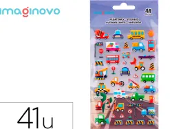 Autocollants imaginovo kids voitures en relif 190x105 mm sous blister