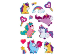 Autocollants imaginovo licornes magic dreams paillettes 190x105 mm sous blister