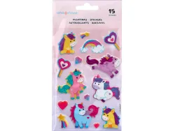 Autocollants imaginovo licornes magic dreams paillettes 190x105 mm sous blister