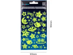 Autocollants imaginovo lumineux etoiles en relif 190x105 mm sous blister