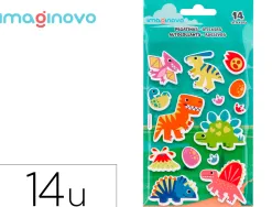 Autocollants imaginovo lumineux dinosaures en relif 190x105 mm sous blister