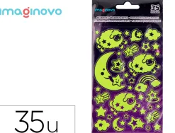 Autocollants imaginovo lumineux lune en relif 250x145 mm sous blister