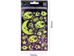 Autocollants imaginovo lumineux lune en relif 250x145 mm sous blister