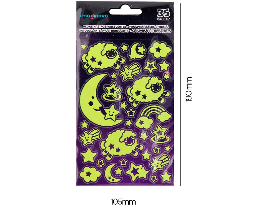 Autocollants imaginovo lumineux lune en relif 250x145 mm sous blister