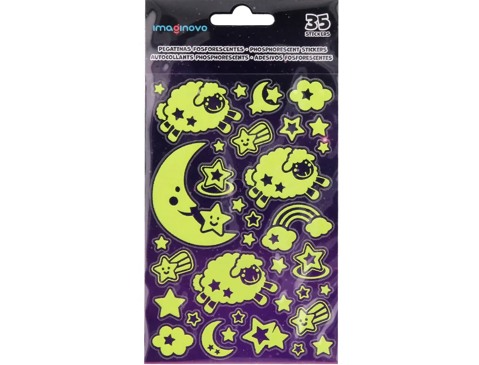 Autocollants imaginovo lumineux lune en relif 250x145 mm sous blister