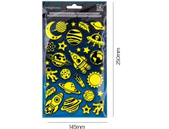 Autocollants imaginovo lumineux planetes en relif 190x105 mm sous blister