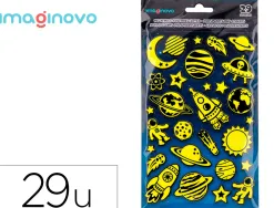 Autocollants imaginovo lumineux planetes en relif 190x105 mm sous blister