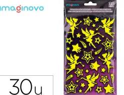 Autocollants imaginovo lumineux fees en relif 190x105 mm sous blister