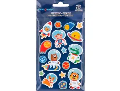 Autocollants imaginovo lumineux astronautes en relif 250x145 mm sous blister