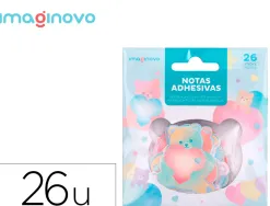 Autocollants imaginovo notes adhesives papier forme ours et coeur 110x105 mm sous blister