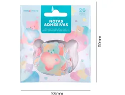 Autocollants imaginovo notes adhesives papier forme ours et coeur 110x105 mm sous blister