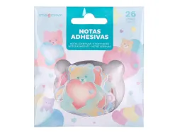 Autocollants imaginovo notes adhesives papier forme ours et coeur 110x105 mm sous blister