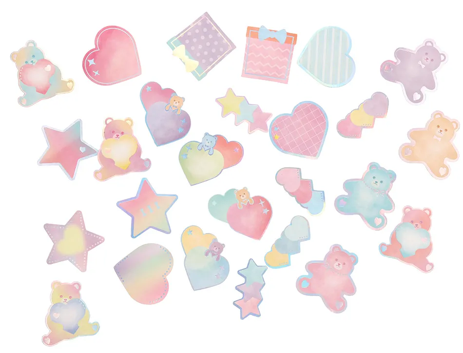 Autocollants imaginovo notes adhesives papier forme ours et coeur 110x105 mm sous blister