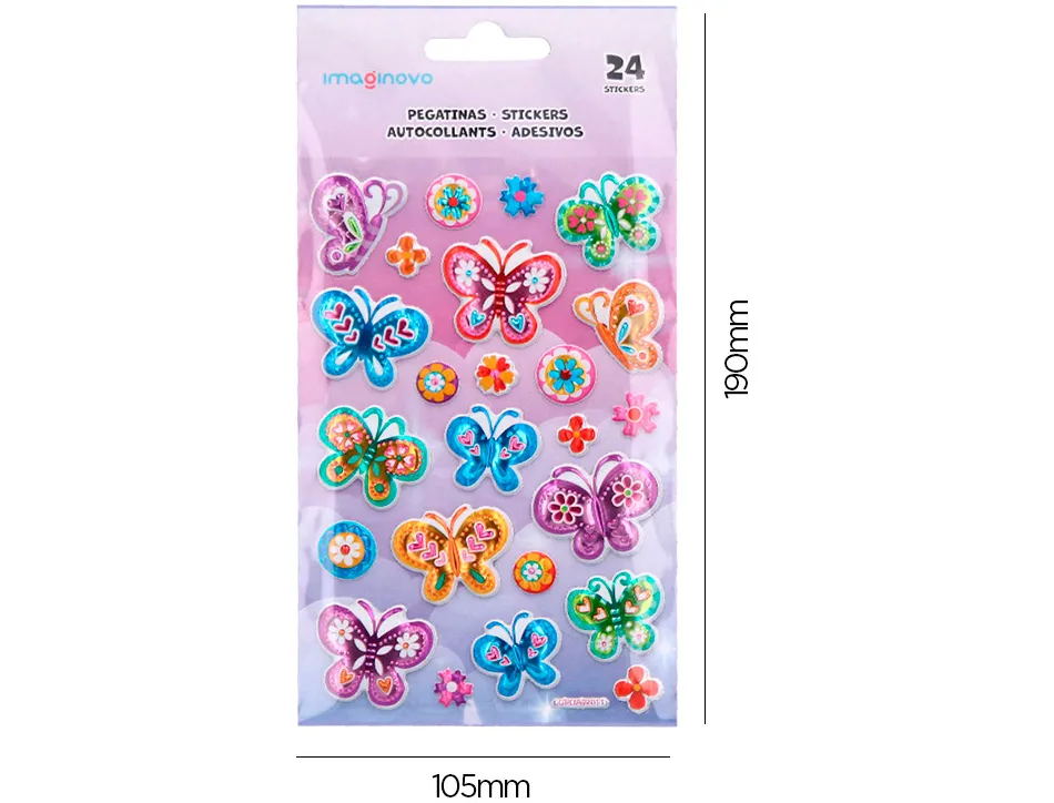 Autocollants imaginovo papillons magic dreams en relief 190x105 mm sous blister