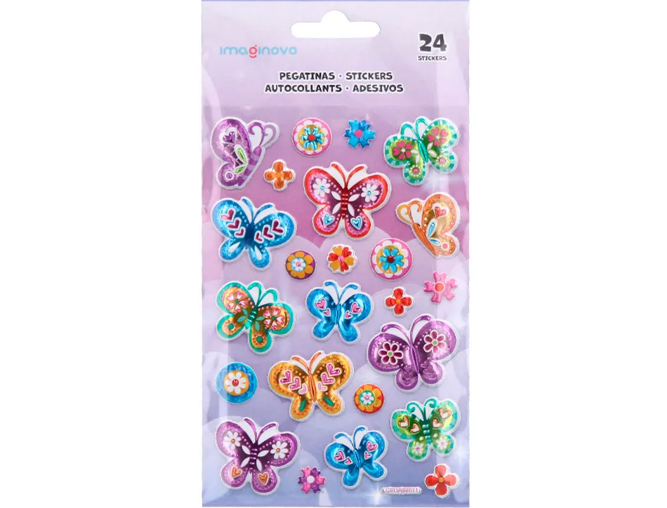 Autocollants imaginovo papillons magic dreams en relief 190x105 mm sous blister