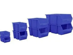 Bac a bec viso polypropylene empilable resistant grande ouverture porte-etiquette 15,7x10,1x7cm bleu