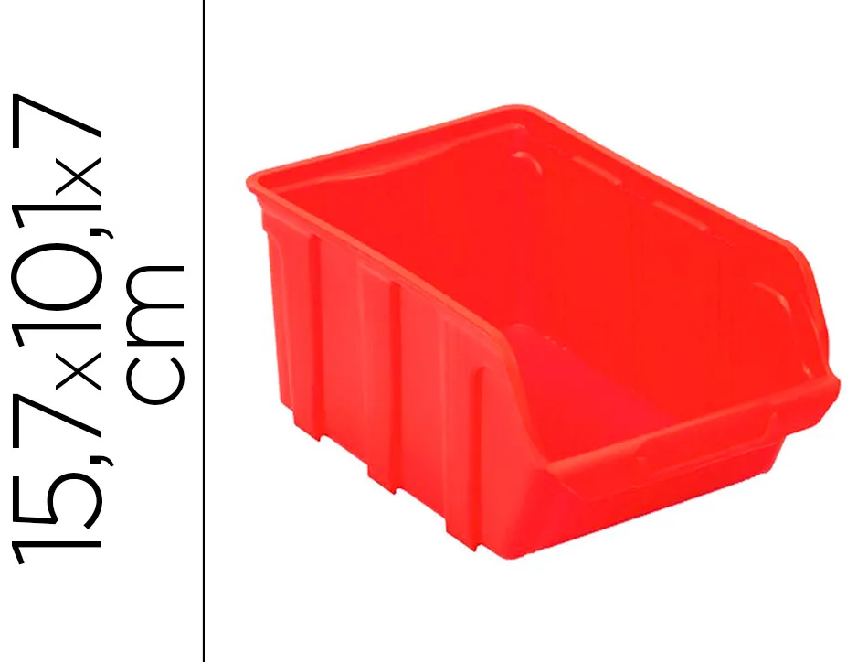 Bac a bec viso polypropylene empilable resistant grande ouverture porte-etiquete 15,7x10,1x7cm rouge