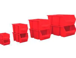 Bac a bec viso polypropylene empilable resistant grande ouverture porte-etiquete 15,7x10,1x7cm rouge