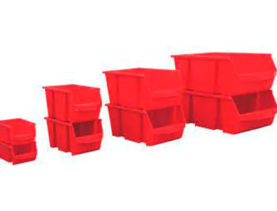 Bac a bec viso polypropylene empilable resistant grande ouverture porte-etiquete 15,7x10,1x7cm rouge