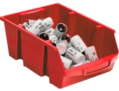 Bac a bec viso polypropylene empilable resistant grande ouverture porte-etiquete 15,7x10,1x7cm rouge