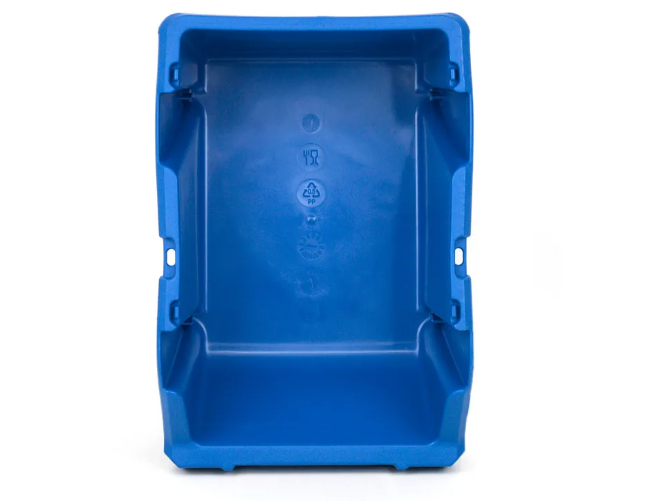 Bac a bec viso polypropylene empilable resistant grande ouverture porte-etiquette 33,5x21,5x15cm 10l bleu