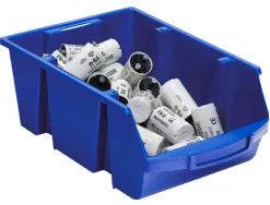Bac a bec viso polypropylene empilable resistant grande ouverture porte-etiquette 33,5x21,5x15cm 10l bleu