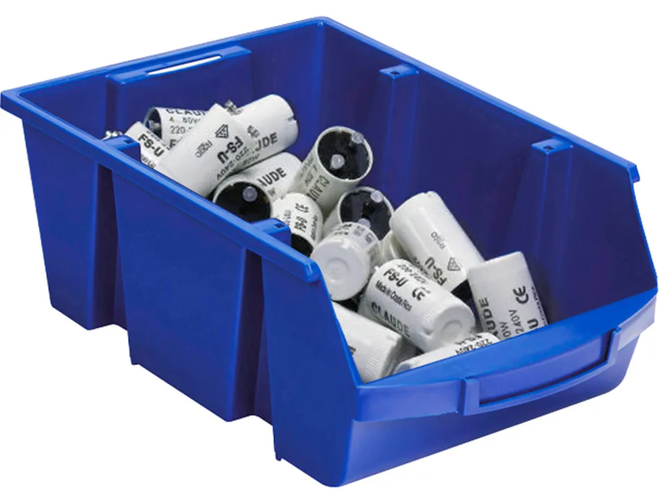 Bac a bec viso polypropylene empilable resistant grande ouverture porte-etiquette 33,5x21,5x15cm 10l bleu
