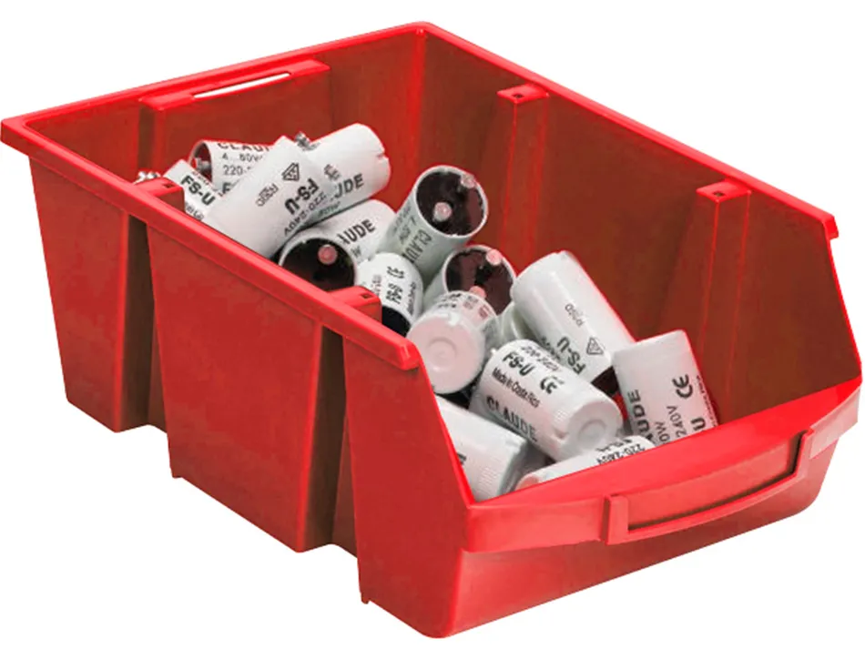 Bac a bec viso polypropylene empilable resistant grande ouverture porte-etiquette 45,5x30x17,5cm 28l rouge