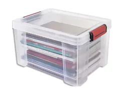 Bac de rangement clip n store sundis capacite 17 l 2 poignees 2 prehensions laterales dim 38 x 29 x h22 cm