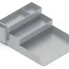 Bac rangement q-connect plastique 4 compartiments coloris gris