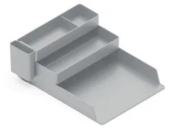 Bac rangement q-connect plastique 4 compartiments coloris gris