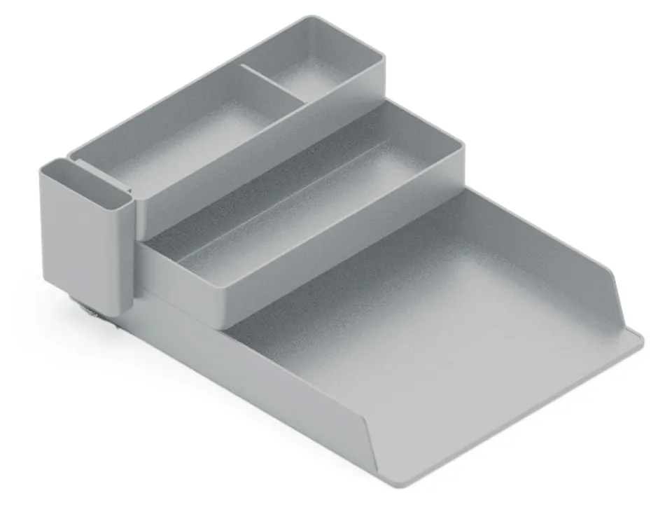 Bac rangement q-connect plastique 4 compartiments coloris gris