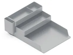 Bac rangement q-connect plastique 4 compartiments coloris gris
