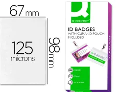 Badge q-connect autoplastifiable clip sans bristol carte 98x67mm