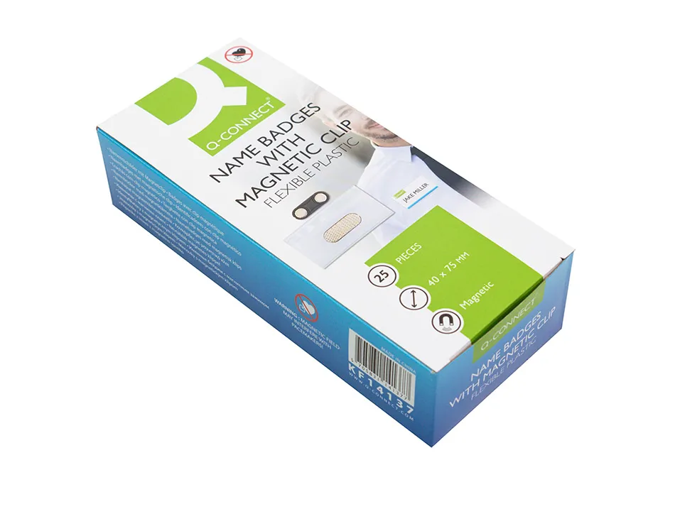 Badge q-connect clip magnetique ouverture superieure 40x75mm