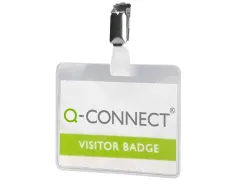 Badge q-connect clip pvc pince métallique carte blanche fournie format 60x90mm