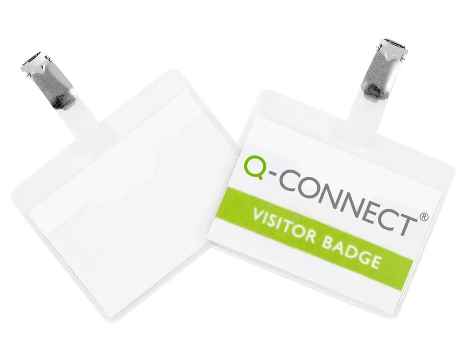 Badge q-connect clip pvc pince métallique carte blanche fournie format 60x90mm