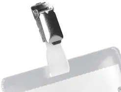 Badge q-connect clip pvc pince métallique carte blanche fournie format 60x90mm