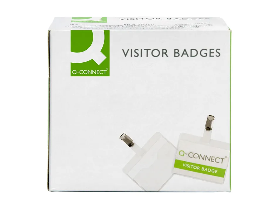 Badge q-connect clip pvc pince métallique carte blanche fournie format 60x90mm